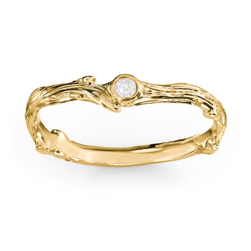 Organic Twig Textured Band with Gemstone