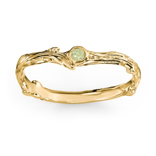 Organic Twig Textured Band with Gemstone
