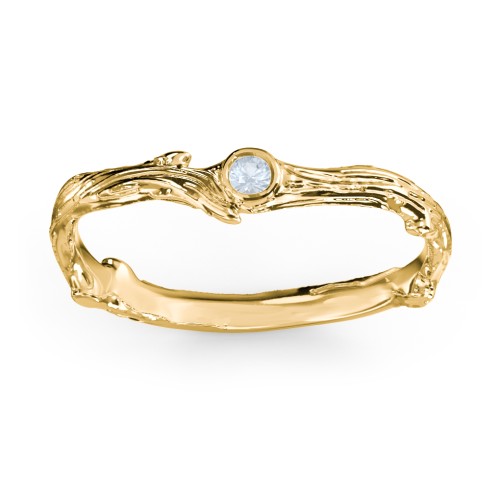 Organic Twig Textured Band with Gemstone