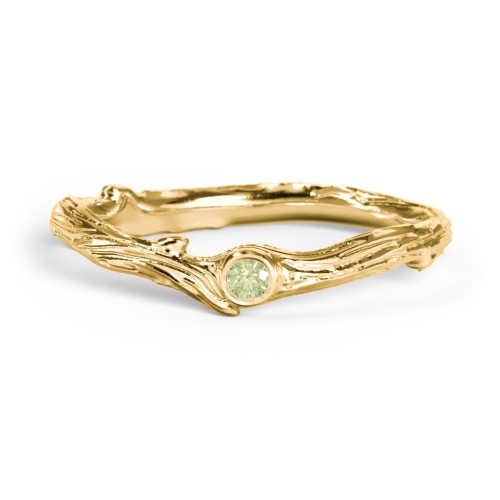 Organic Twig Textured Band with Gemstone