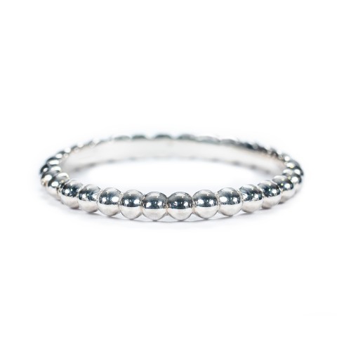 Stackable Beaded Ball Ring – 10K White Gold