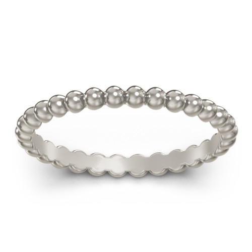 Stackable Beaded Ball Ring – 10K White Gold