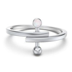 Bypass Barbell Ring with Gemstone