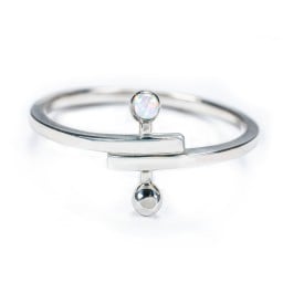 Bypass Barbell Ring with Gemstone