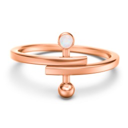 Bypass Barbell Ring with Gemstone