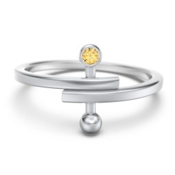 Bypass Barbell Ring with Gemstone in 925 Sterling Silver with Citrine