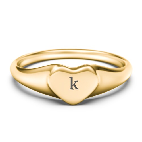 Engravable Heart Signet Ring – 10K Yellow Gold