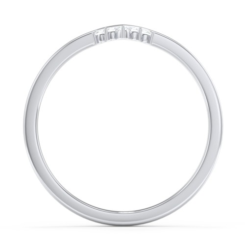 V-Shaped Stackable Ring with Accents – 10K White Gold with White Premium Zirconia