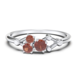 3-Stone Constellation Ring with Gemstones in 925 Sterling Silver with Garnet
