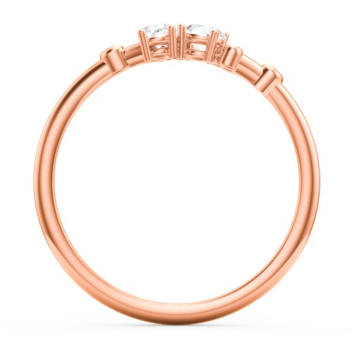 3-Stone Constellation Ring with Gemstones – 10K Rose Gold with Cubic Zirconia