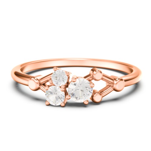 3-Stone Constellation Ring with Gemstones – 10K Rose Gold with Cubic Zirconia