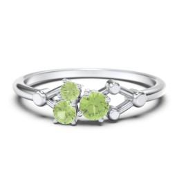 3-Stone Constellation Ring with Gemstones in 925 Sterling Silver with Peridot