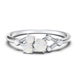 3-Stone Constellation Ring with Gemstones in 925 Sterling Silver with Opal