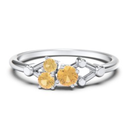 3-Stone Constellation Ring with Gemstones in 925 Sterling Silver with Citrine