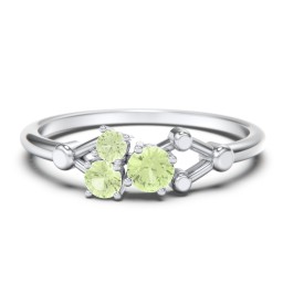 3-Stone Constellation Ring with Gemstones in 925 Sterling Silver with Peridot