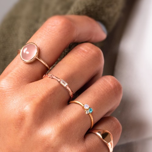3-Stone Cluster Stackable Ring – 10K Rose Gold with Cubic Zirconia