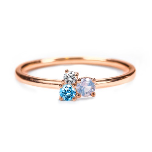 3-Stone Cluster Stackable Ring – 10K Rose Gold with Cubic Zirconia