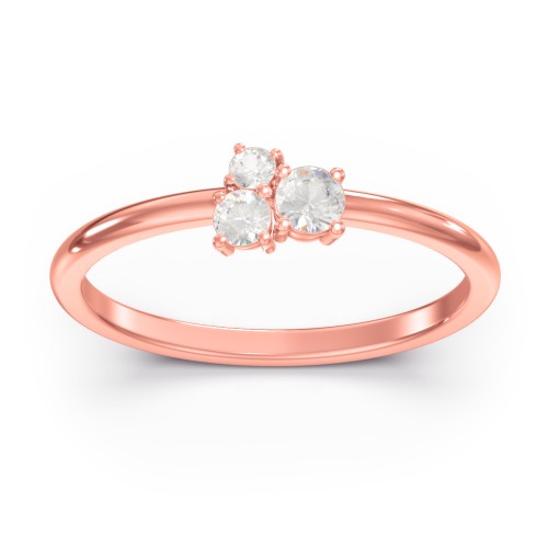 3-Stone Cluster Stackable Ring – 10K Rose Gold with Cubic Zirconia