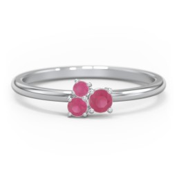3-Stone Cluster Stackable Ring in 925 Sterling Silver with Ruby