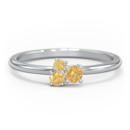3-Stone Cluster Stackable Ring in 925 Sterling Silver with Citrine