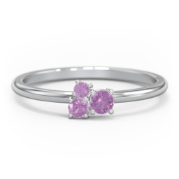 3-Stone Cluster Stackable Ring in 925 Sterling Silver with Amethyst