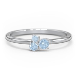 3-Stone Cluster Stackable Ring in 925 Sterling Silver with Blue Topaz