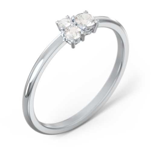 3-Stone Cluster Stackable Ring – Sterling Silver with Cubic Zirconia