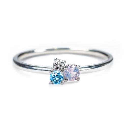 3-Stone Cluster Stackable Ring – Sterling Silver with Opal
