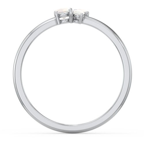 3-Stone Cluster Stackable Ring – Sterling Silver with Opal