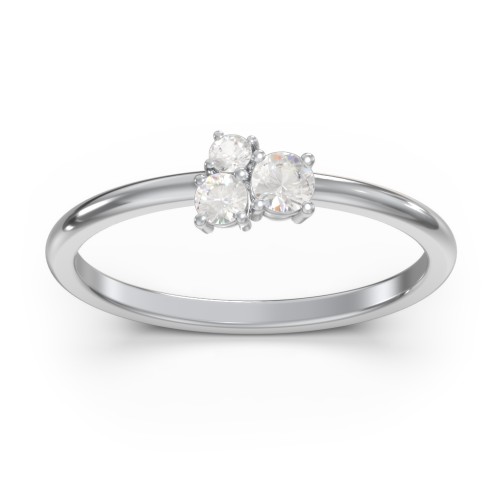 3-Stone Cluster Stackable Ring – Sterling Silver with Cubic Zirconia