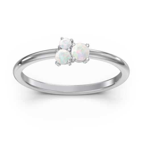 3-Stone Cluster Stackable Ring – Sterling Silver with Opal