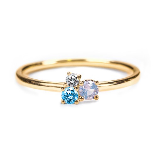 3-Stone Cluster Stackable Ring – 10K Yellow Gold with Cubic Zirconia