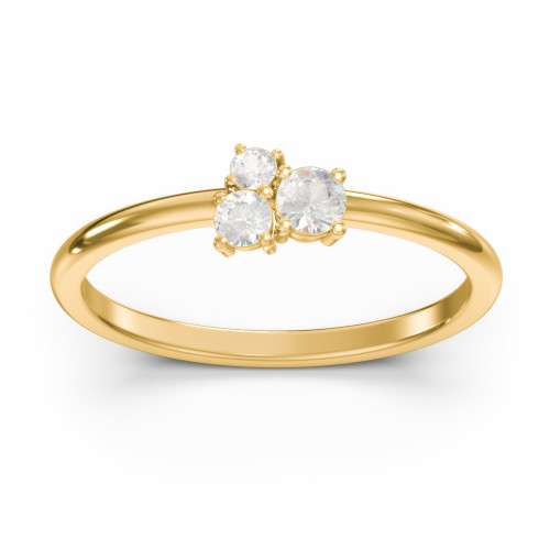 3-Stone Cluster Stackable Ring – 10K Yellow Gold with Cubic Zirconia