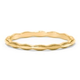 Faceted Wave Band with Milgrain Detailing