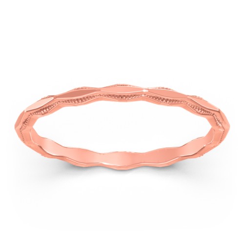 Faceted Wave Band with Milgrain Detailing