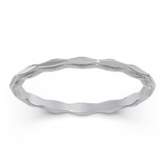 Faceted Wave Band with Milgrain Detailing