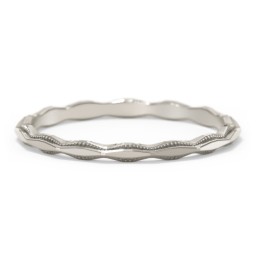 Faceted Wave Band with Milgrain Detailing in 10K Solid White Gold