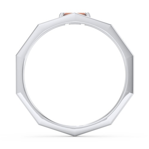 Faceted Double Band with Baguette Stone – Sterling Silver with Garnet