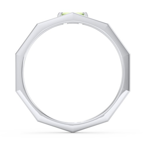 Faceted Double Band with Baguette Stone – Sterling Silver with Peridot