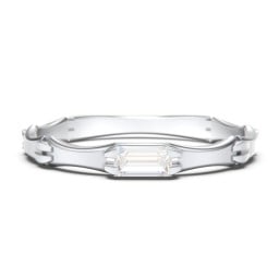 East-West Stackable Baguette Ring with Hinged Texture