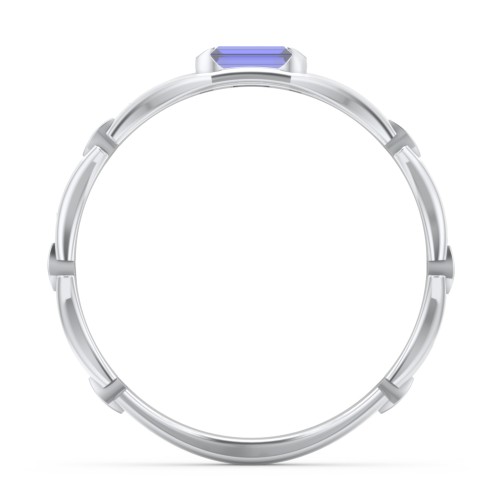 East-West Stackable Baguette Ring with Hinged Texture