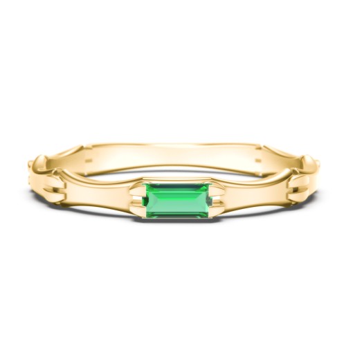 East-West Stackable Baguette Ring with Hinged Texture