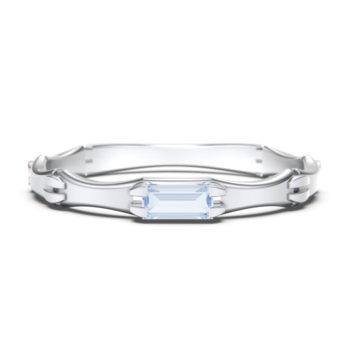 East-West Stackable Baguette Ring with Hinged Texture