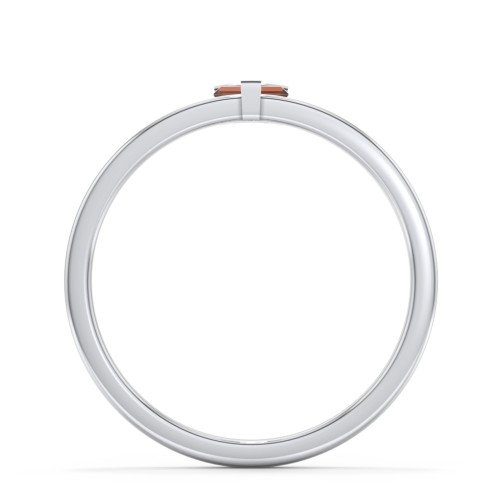 Off-Set Baguette Stackable Ring – Sterling Silver with Garnet