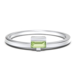 Off-Set Baguette Stackable Ring in 925 Sterling Silver with Peridot