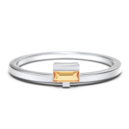 Off-Set Baguette Stackable Ring in 925 Sterling Silver with Citrine