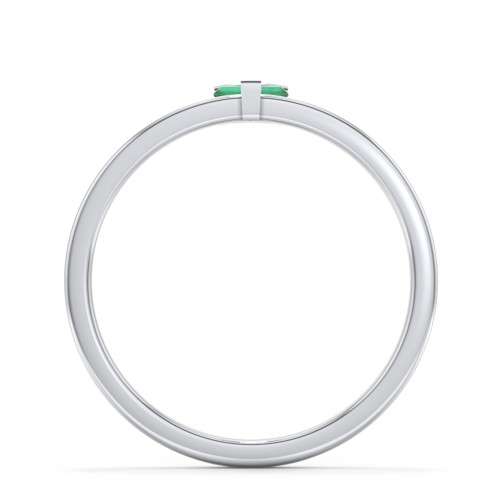Off-Set Baguette Stackable Ring – Sterling Silver with Emerald