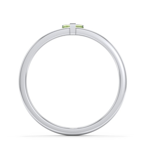 Off-Set Baguette Stackable Ring – Sterling Silver with Peridot