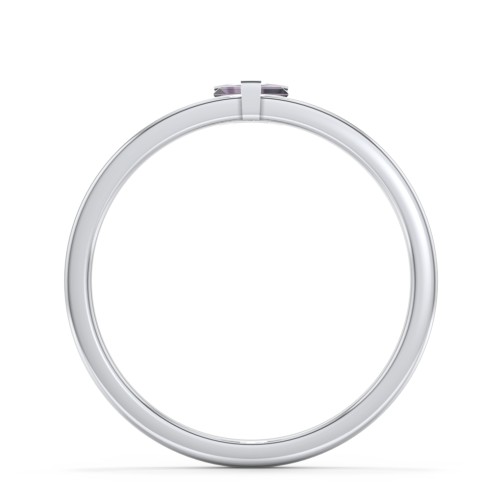 Off-Set Baguette Stackable Ring – Sterling Silver with Alexandrite