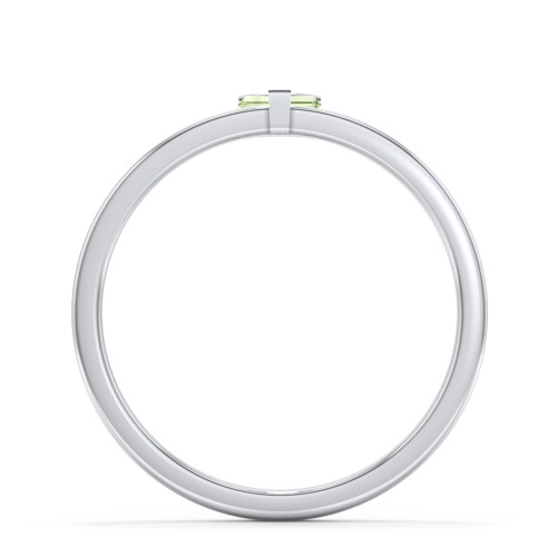 Off-Set Baguette Stackable Ring – Sterling Silver with Peridot